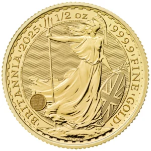 moeda de meia de onça de ouro (1/2oz de ouro) - Britannia Reino Unido 2025