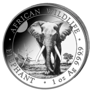 moeda de 1 onça de prata (1oz de prata) - Elephant Somália 2025