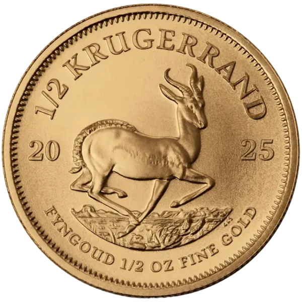 moeda de meia de onça de ouro (1/2oz de ouro) - Krugerrand África do Sul 2025