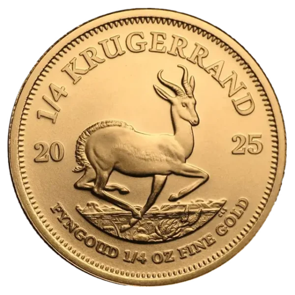 moeda de quarto de onça de ouro (1/4oz de ouro) - Krugerrand África do Sul 2025