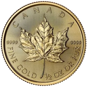 moeda de meia de onça de ouro (1/2oz de ouro) - Maple Leaf Canada 2025